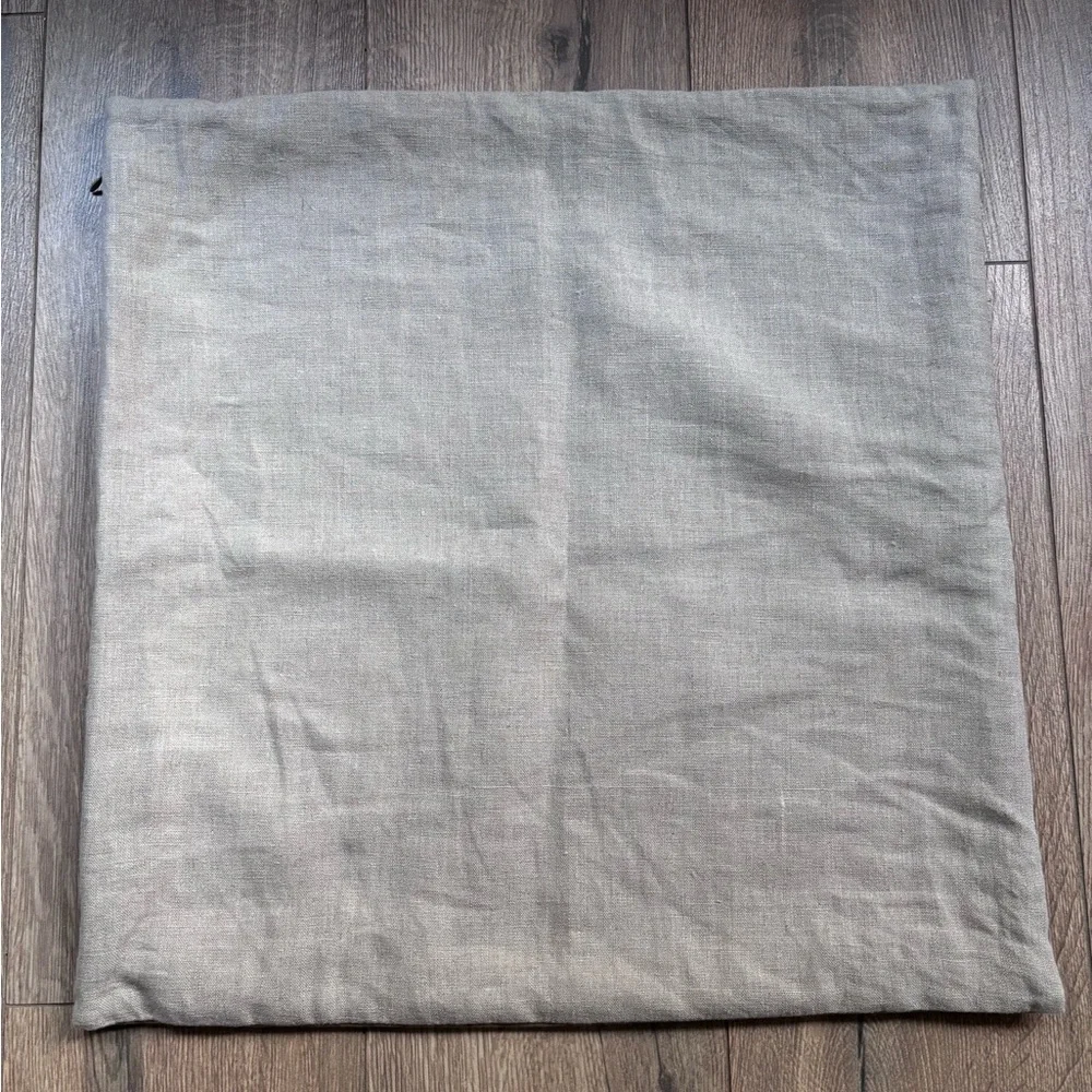 Linen Cotton Pillow Cover 21” Square Plaid Neutral Cottage Farmhouse